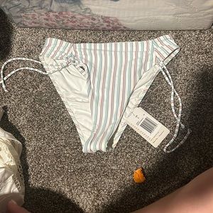 NWT L *space Becca Tilley Stripe Bikini Bottom Adjustable Ties Diego bottom